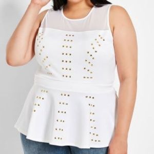 ASHLEY STEWART MESH STUDDED TOP NWT 26/28